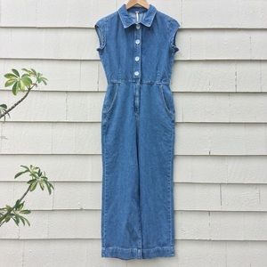 New Free People Unchained Melody Denim Jumpsuit